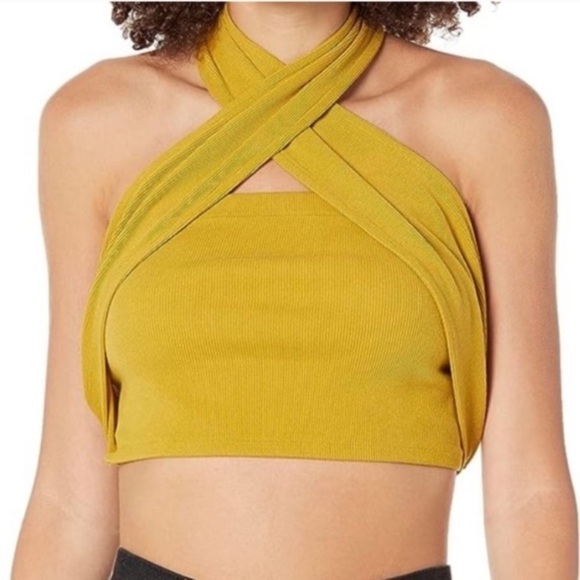THE DROP Citronelle Bustier Wrap Around Rib Cropped Top - Picture 2 of 12